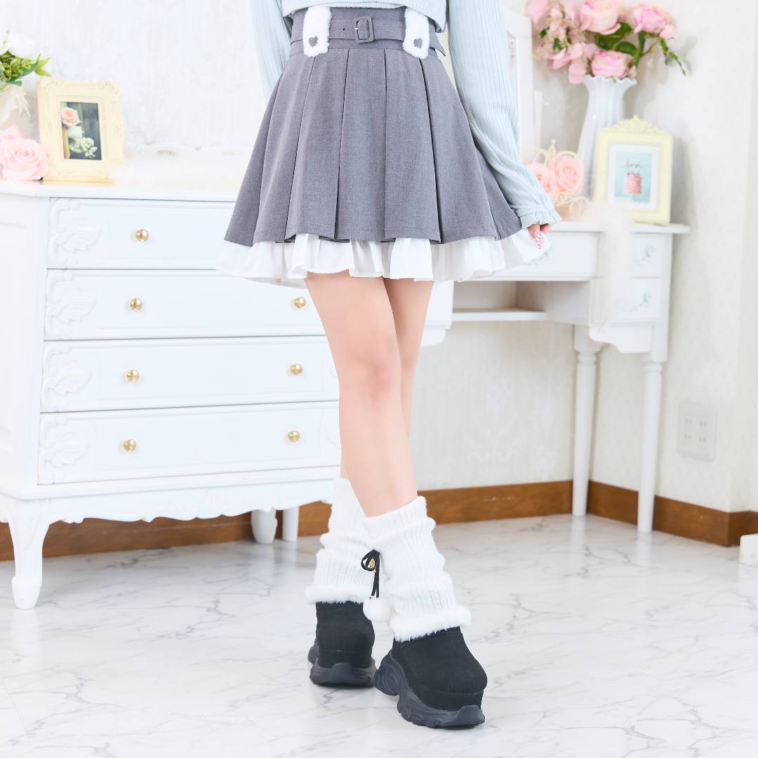 《LAFARY closet》ファーベルトループプリーツスカパン