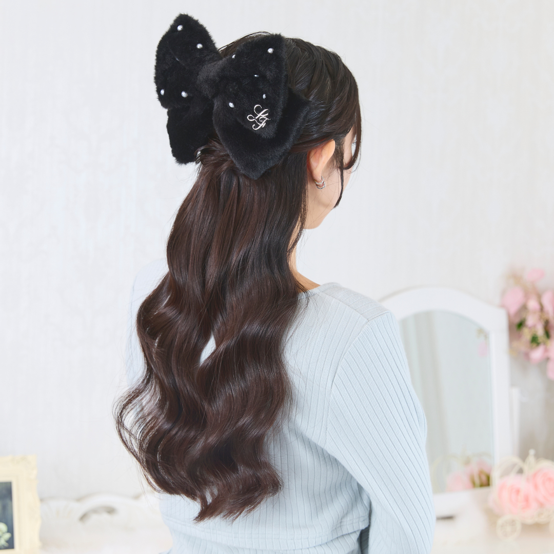 《LAFARY closet》ファーリボンバレッタ
