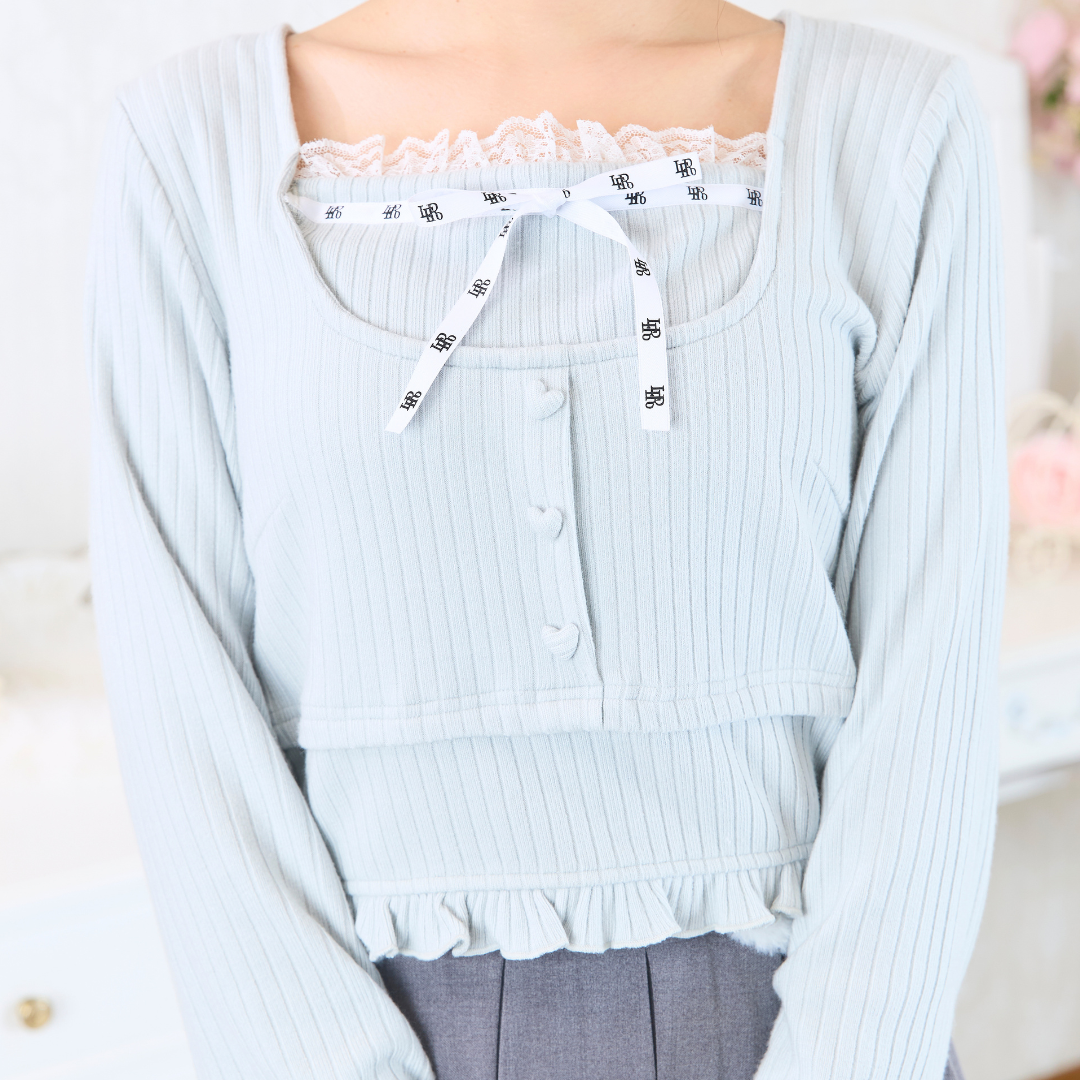 《LAFARY closet》ロゴリボンレイヤードトップス