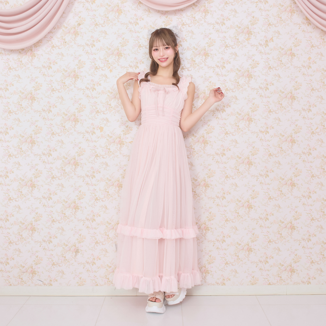 《LAFARY closet》チュールフリルロングワンピース