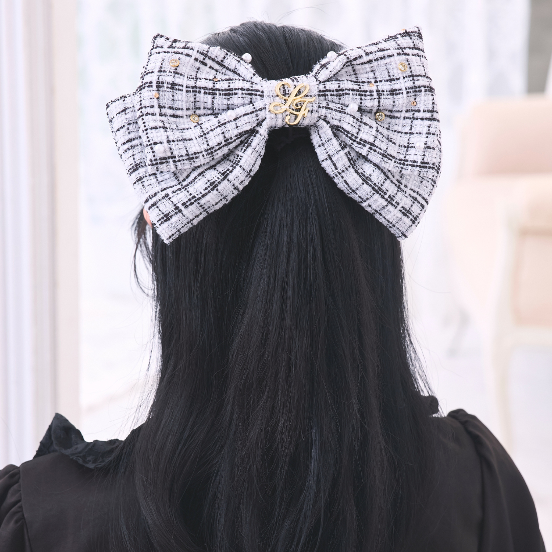 《LAFARY closet》ビジューツイードリボンバレッタ
