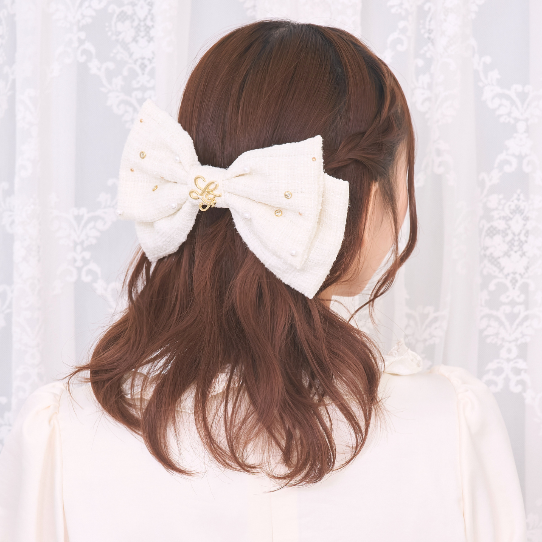 《LAFARY closet》ビジューツイードリボンバレッタ