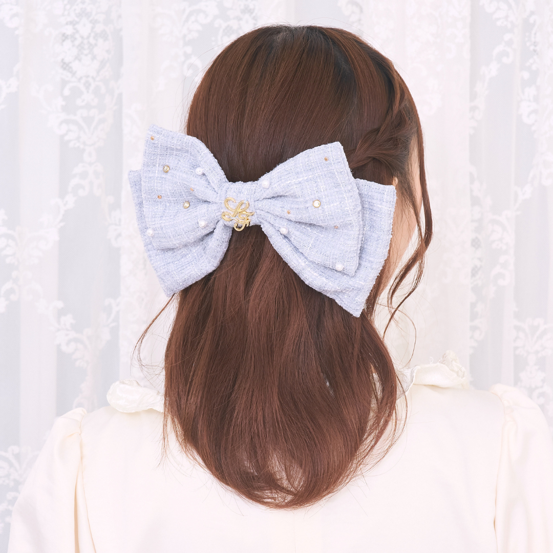 《LAFARY closet》ビジューツイードリボンバレッタ