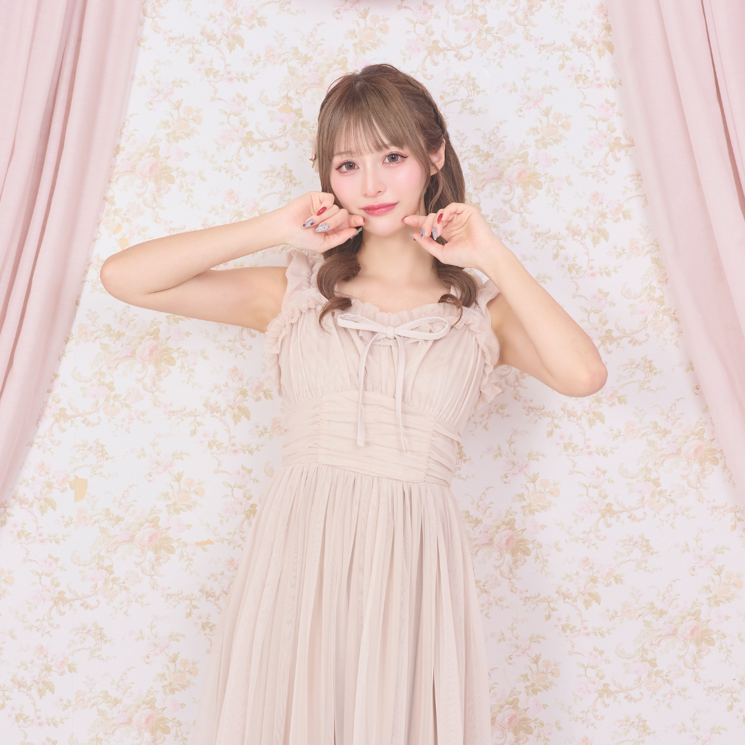 《LAFARY closet》チュールフリルロングワンピース
