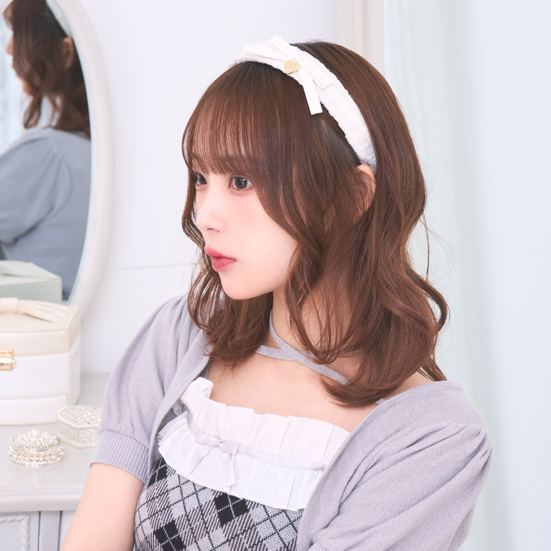 《LAFARY closet》合皮リボンツイードカチューシャ