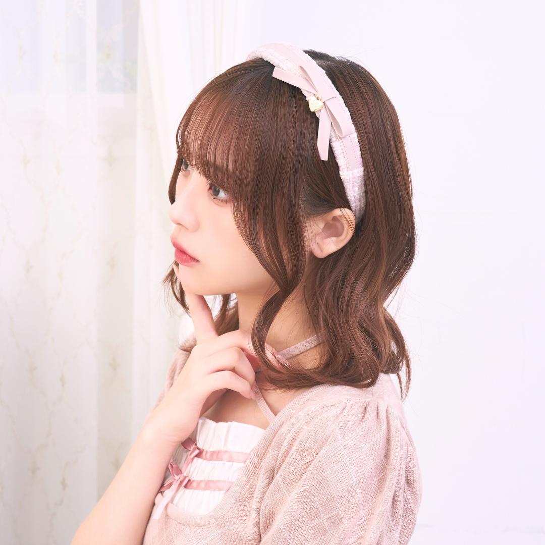 《LAFARY closet》合皮リボンツイードカチューシャ