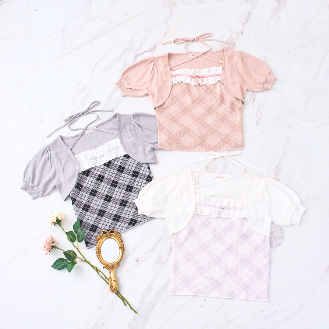 《LAFARY closet》チェックアンサンブルニットトップス