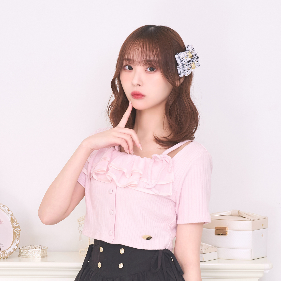 《LAFARY closet》チュールフリルリブトップス