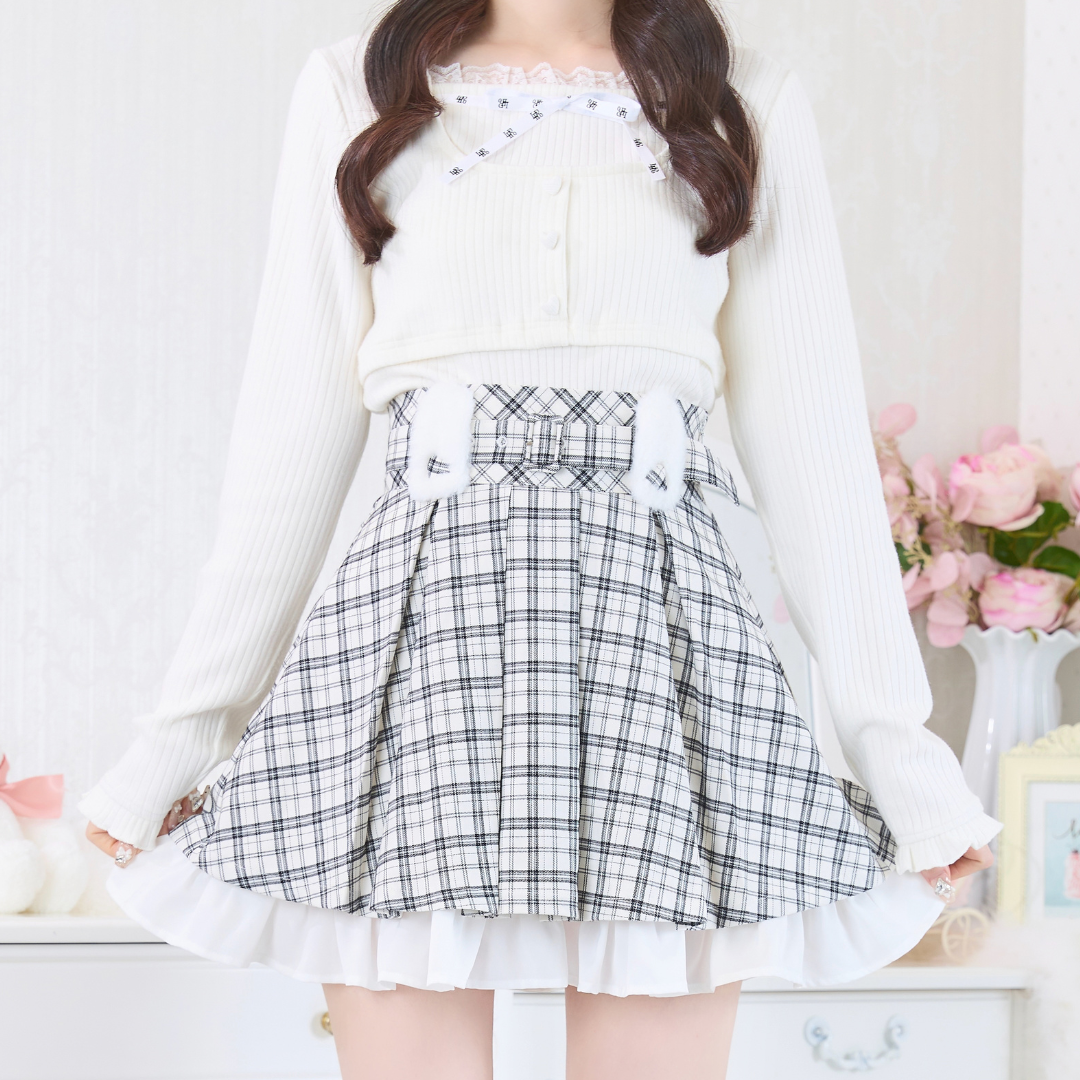 《LAFARY closet》ファーベルトループプリーツスカパン