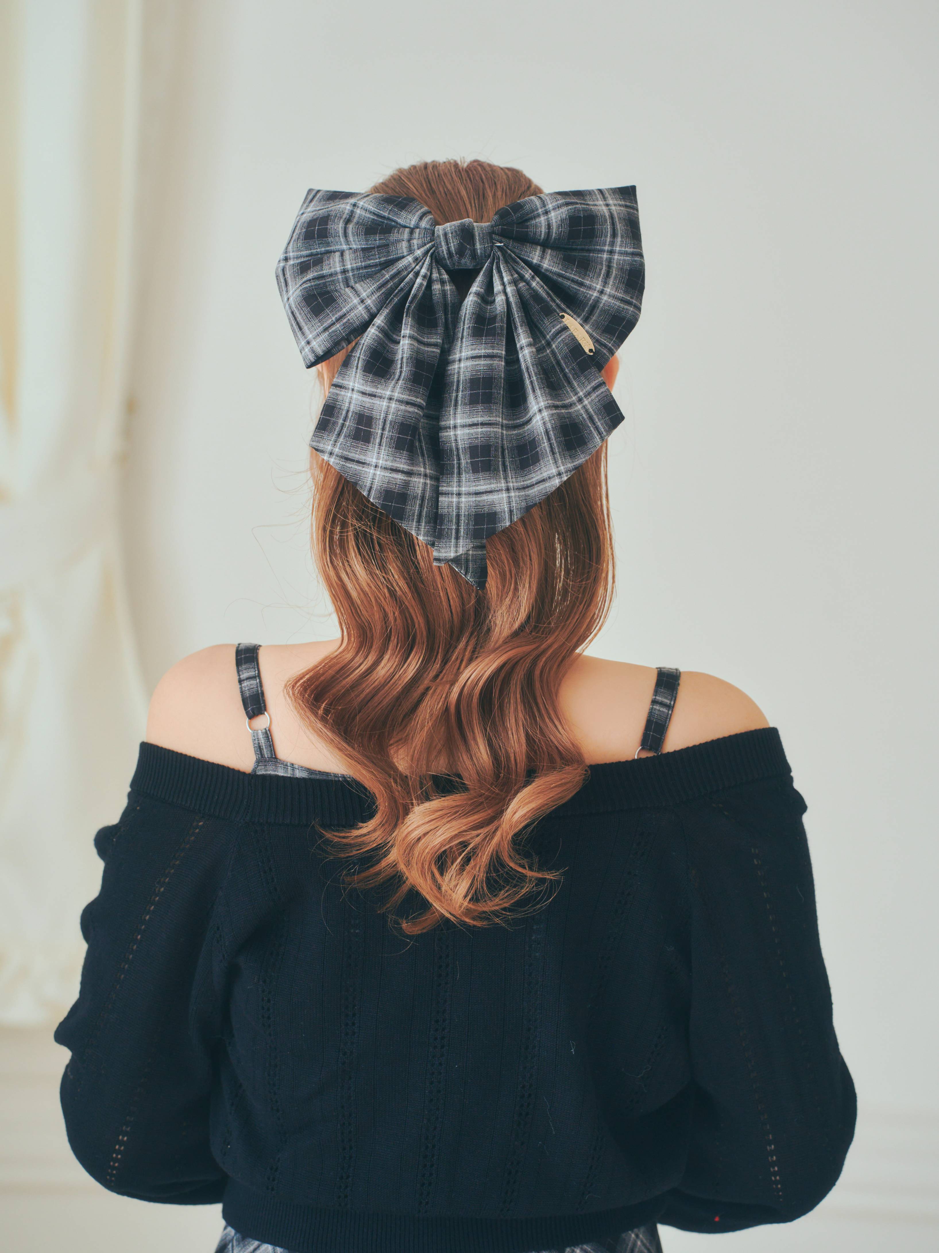 《LAFARY》チェックリボンバレッタ