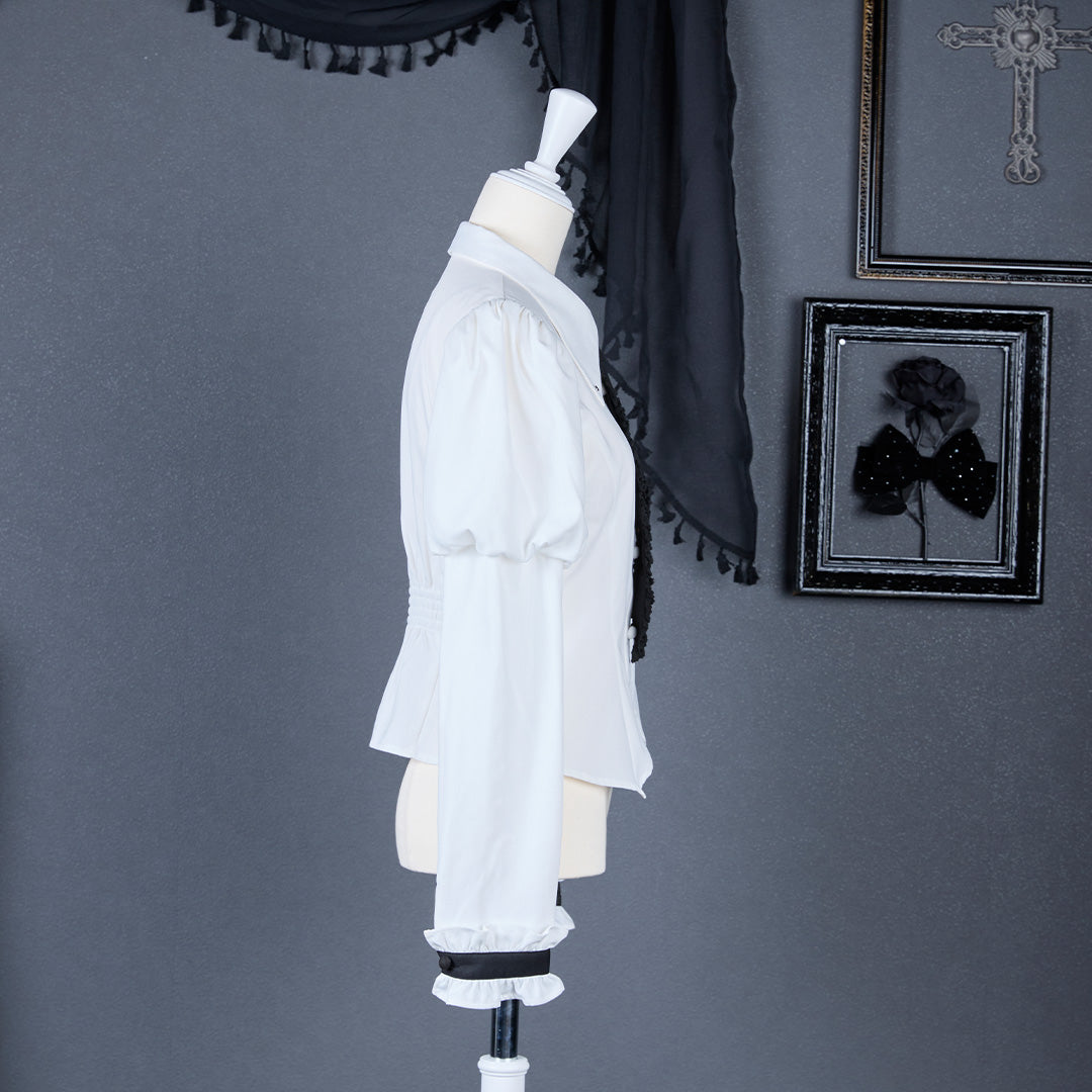 《mine》クロス刺繍ネクタイブラウス