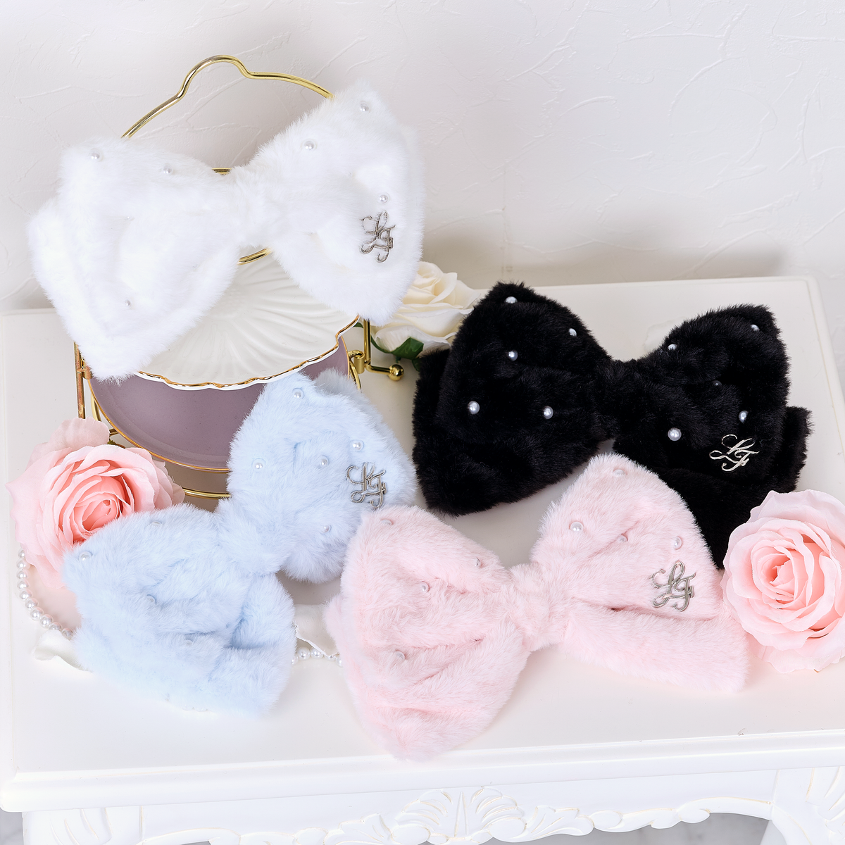 《LAFARY closet》ファーリボンバレッタ