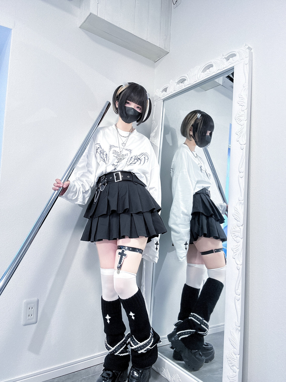 《mine》フリルクロスガーター