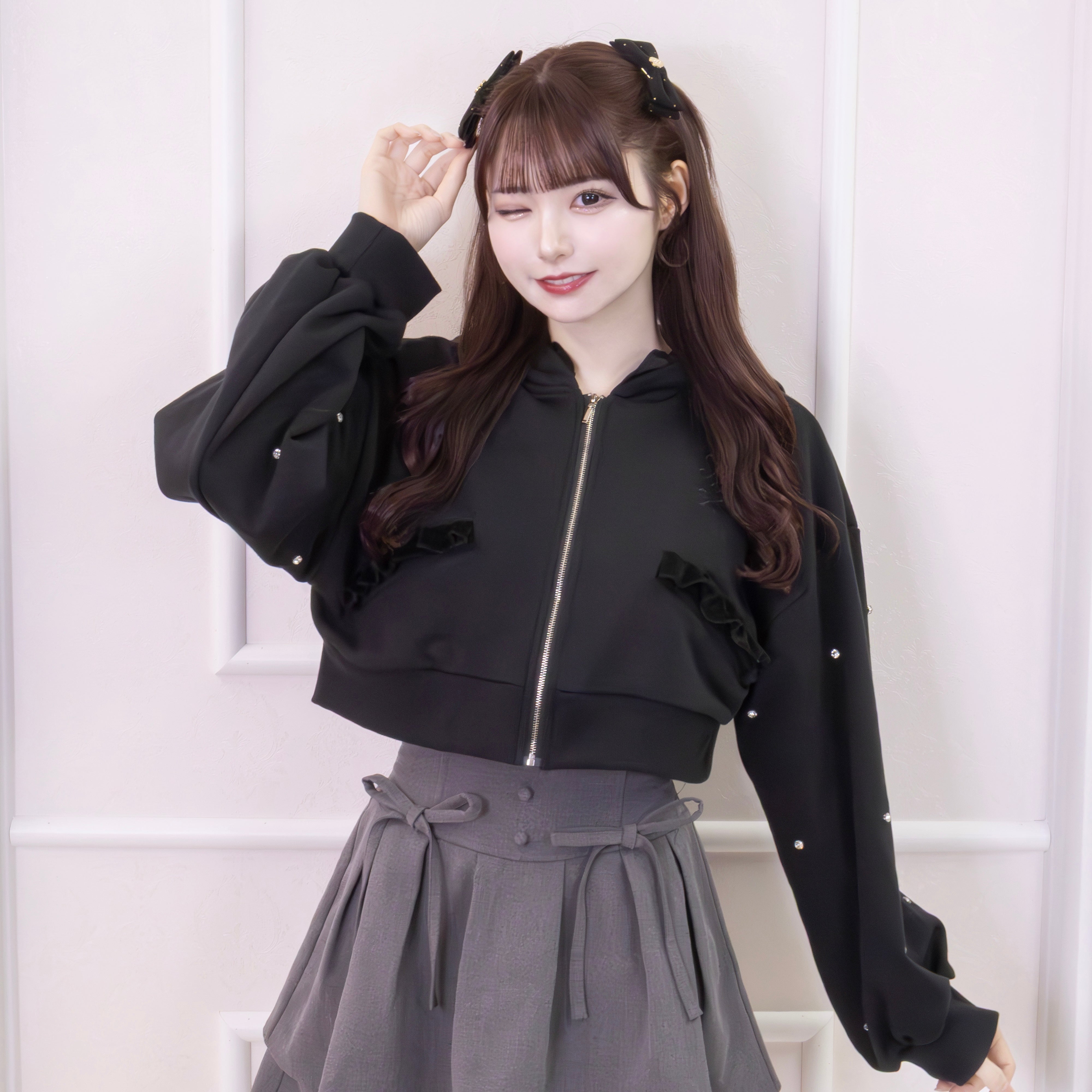 LAFARY》ベロアフリルパーカー- LAFARY ONLINE