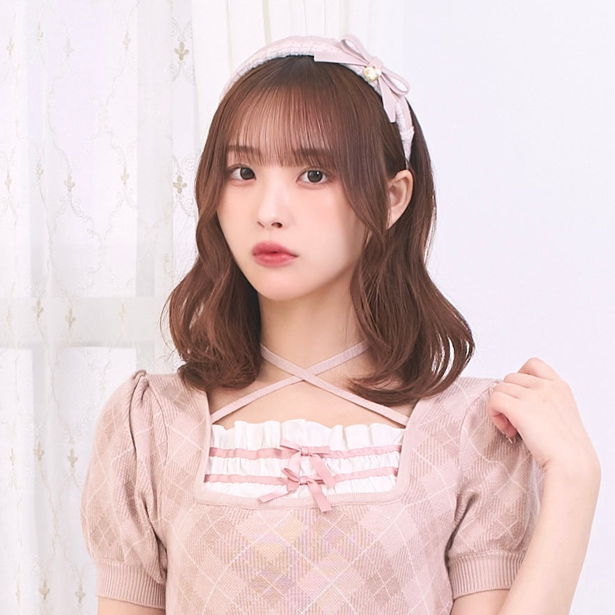 《LAFARY closet》合皮リボンツイードカチューシャ
