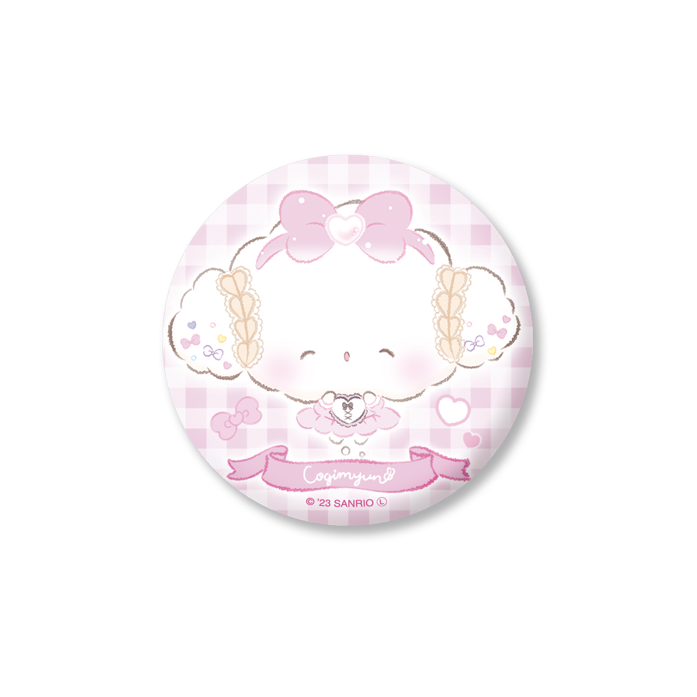 《Lafaryオリジナル》こぎみゅん♡おリボンだみゅんシリーズ♡缶バッジ　ほほえみピンク