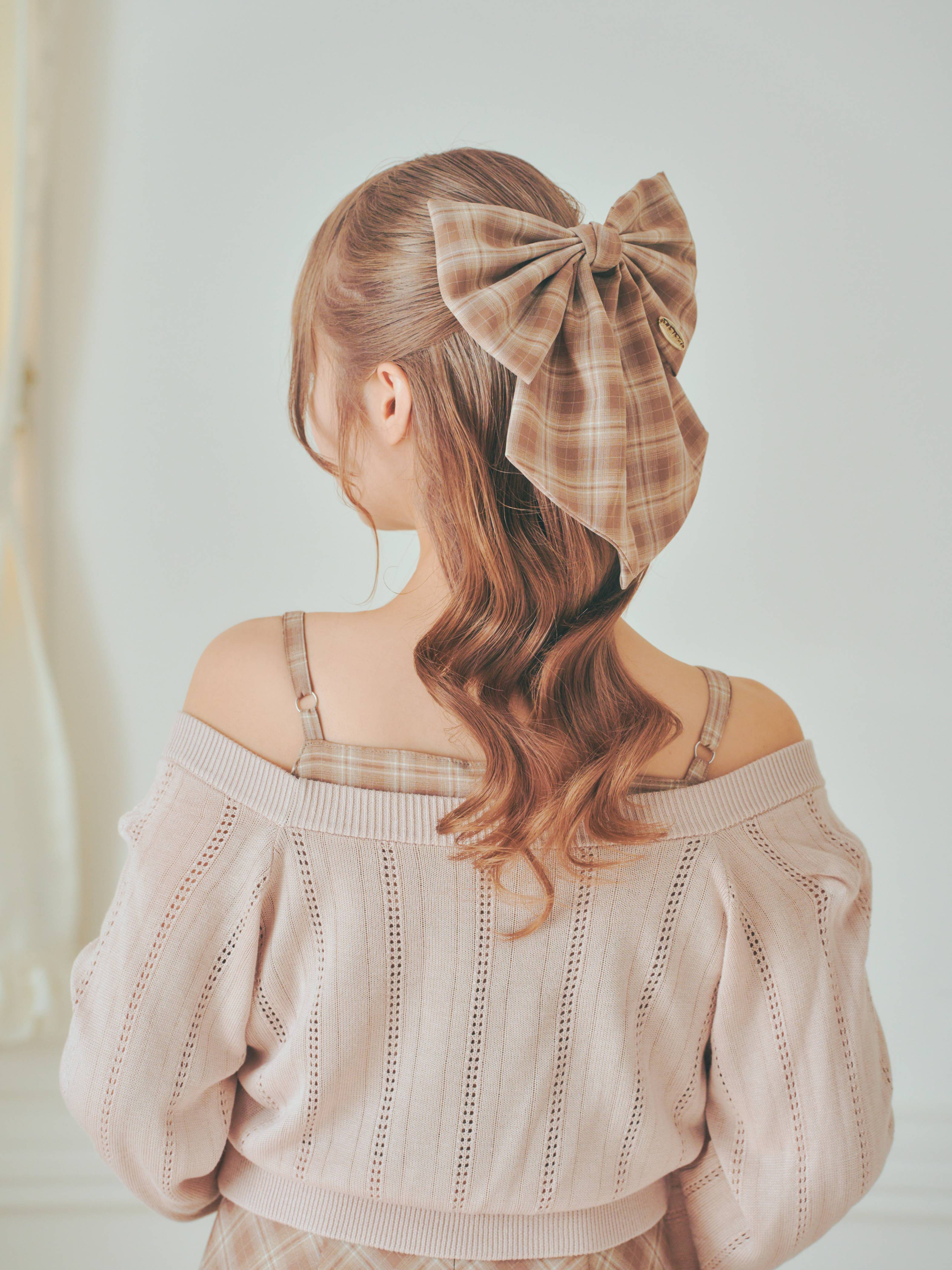 《LAFARY》チェックリボンバレッタ