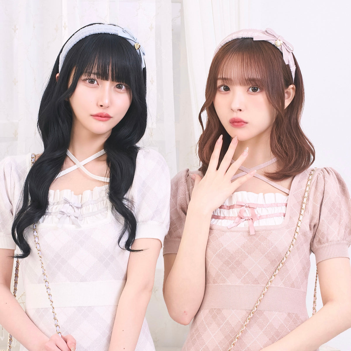 《LAFARY closet》合皮リボンツイードカチューシャ