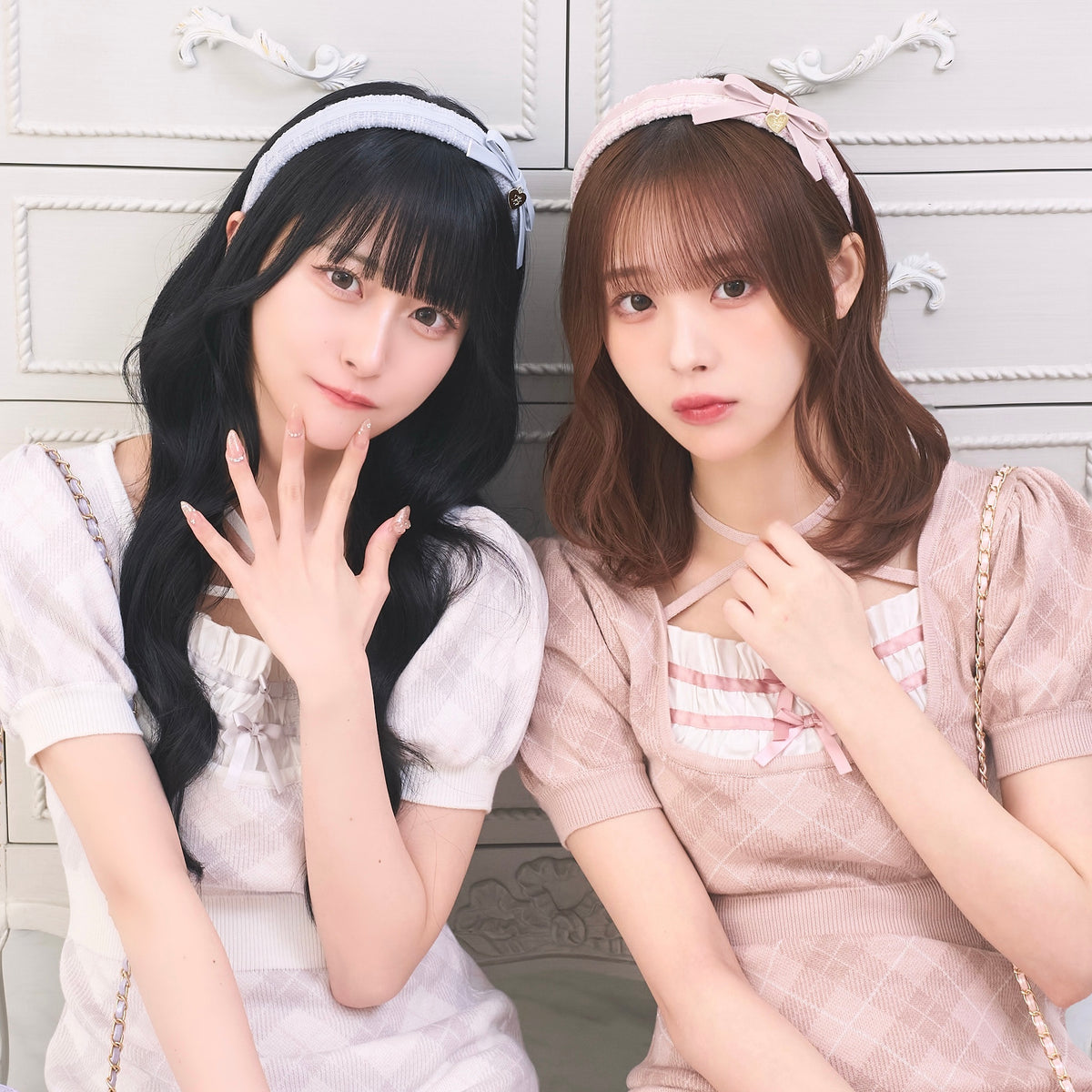 《LAFARY closet》合皮リボンツイードカチューシャ