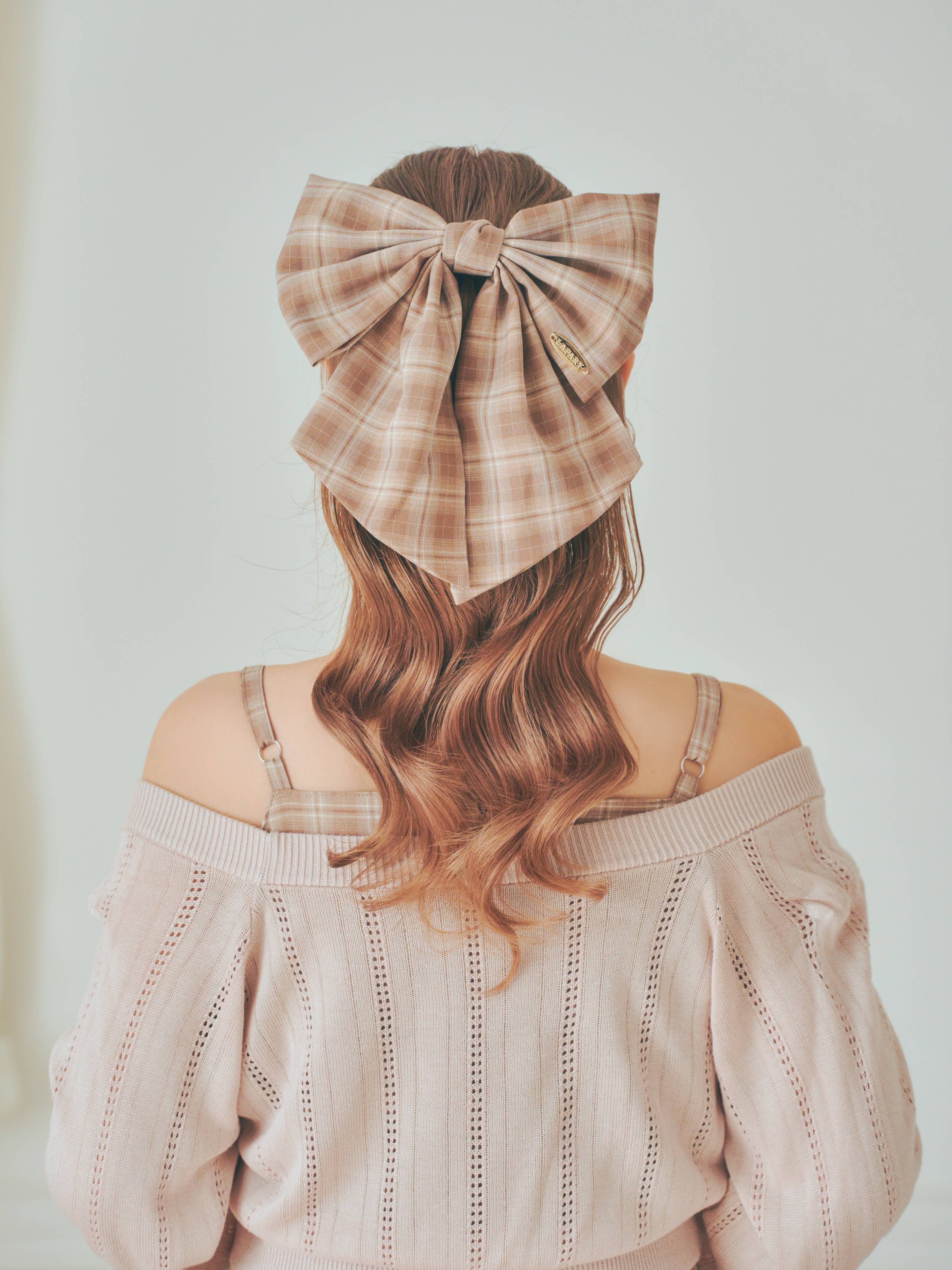 《LAFARY》チェックリボンバレッタ