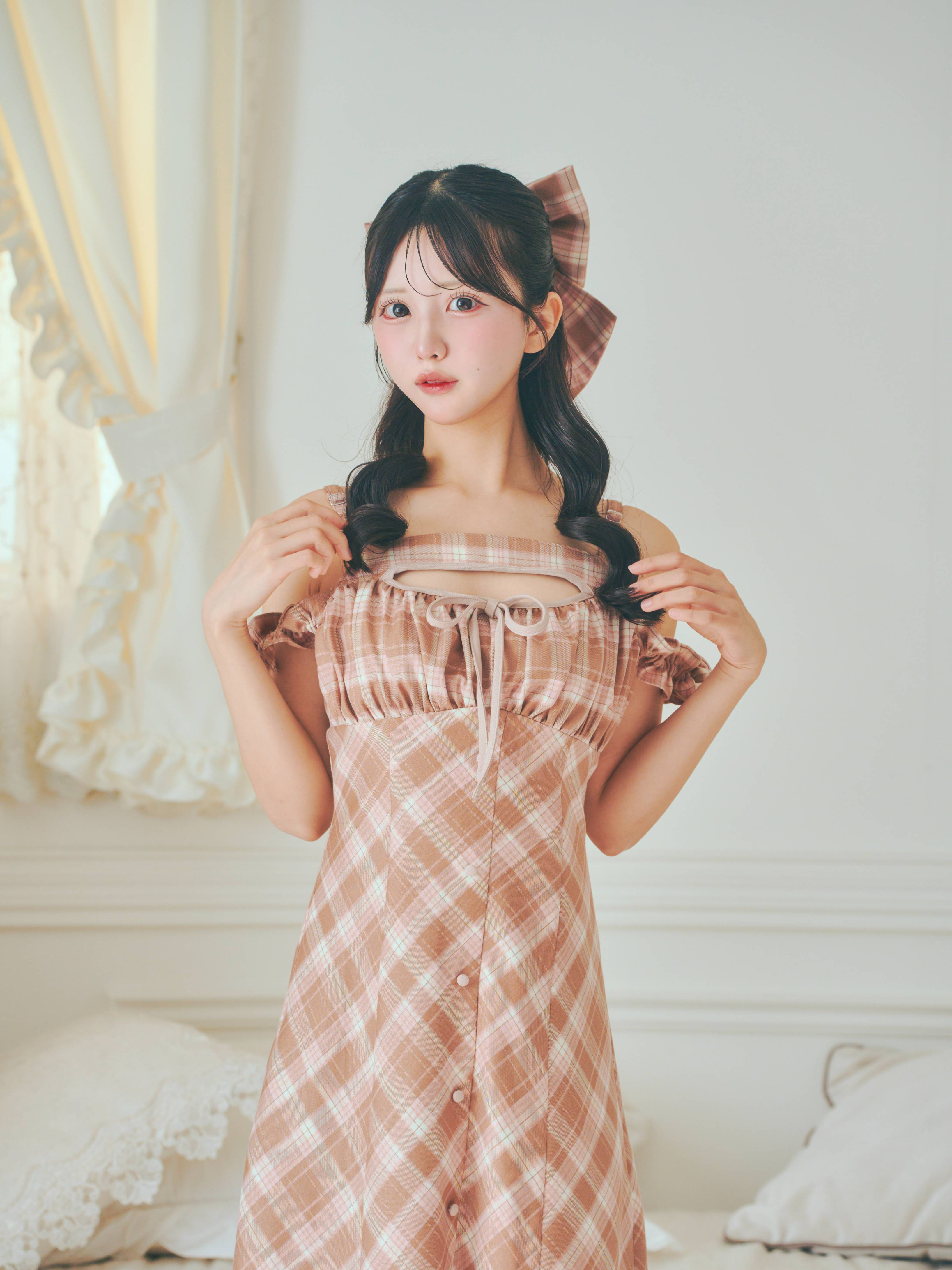 《LAFARY》チェックキャミロングワンピース