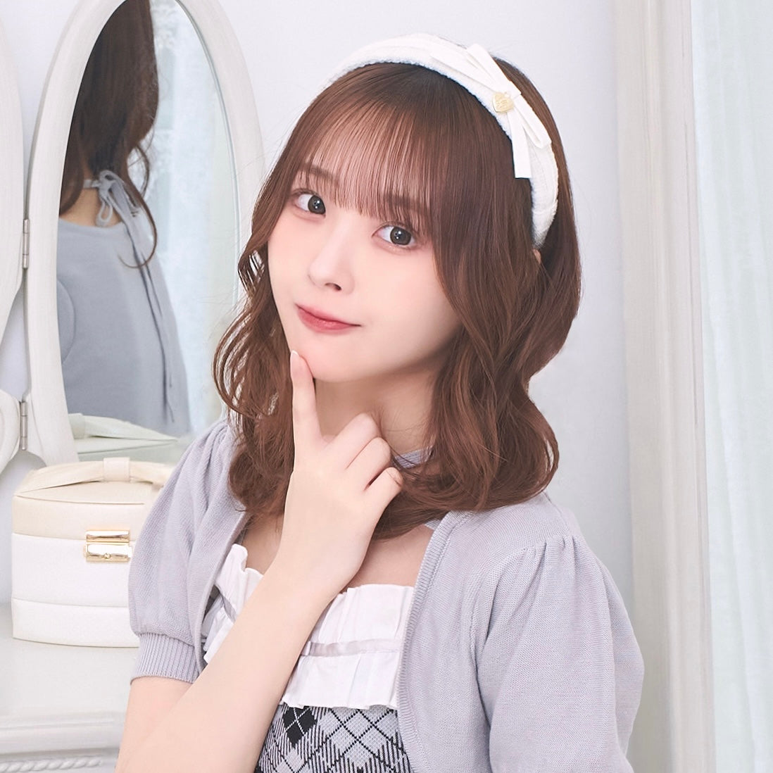 《LAFARY closet》合皮リボンツイードカチューシャ