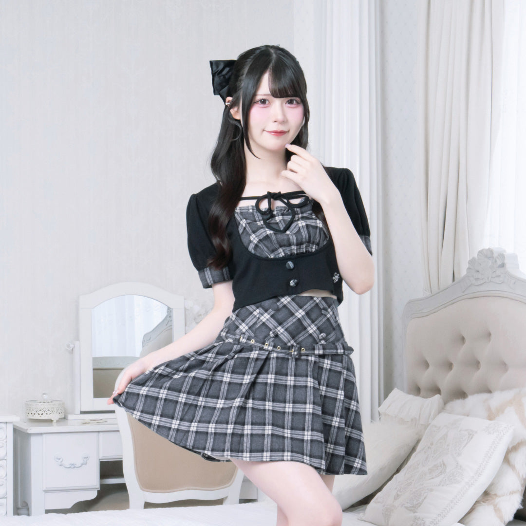 《LAFARY closet》チェックレイヤードリブトップス