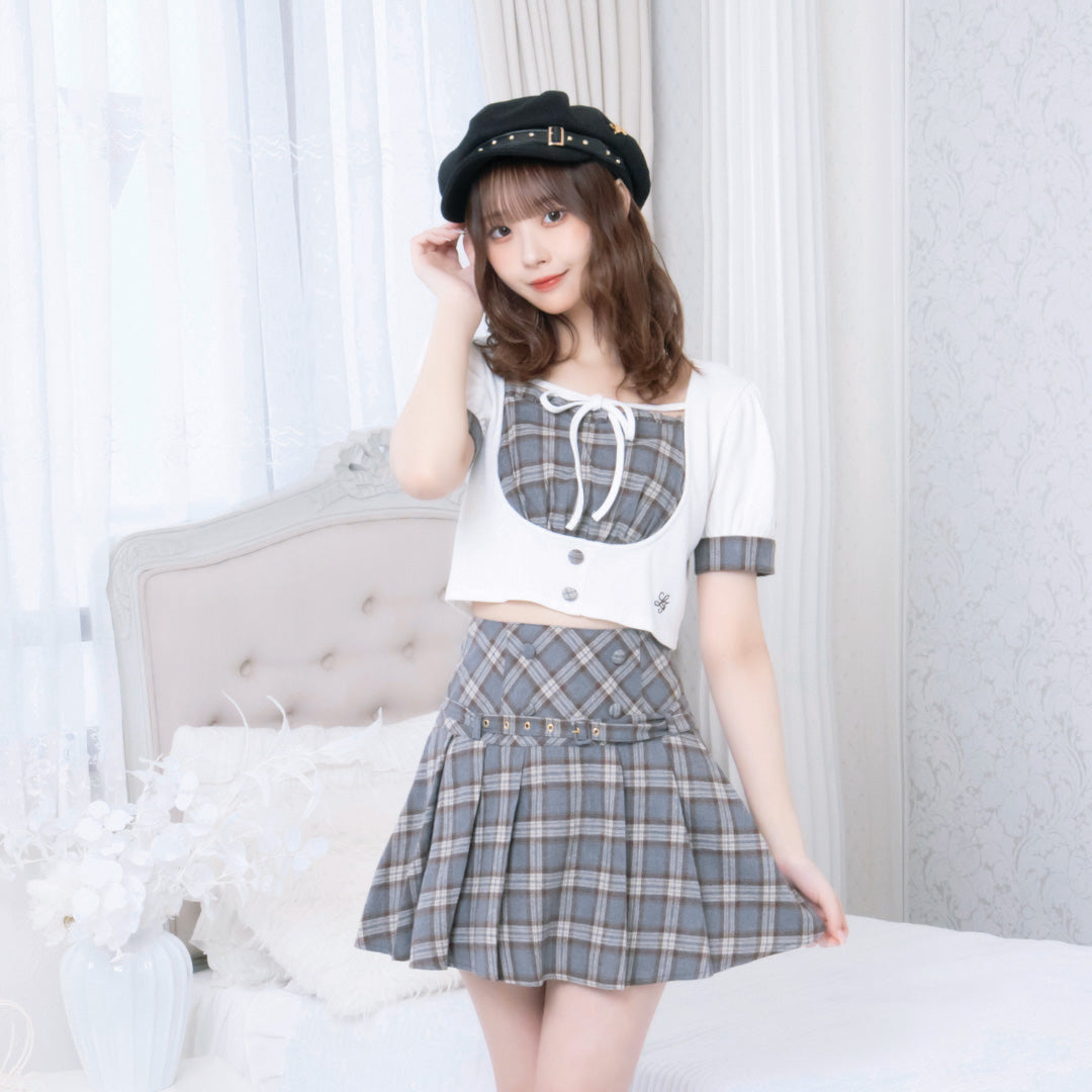 《LAFARY closet》チェックレイヤードリブトップス