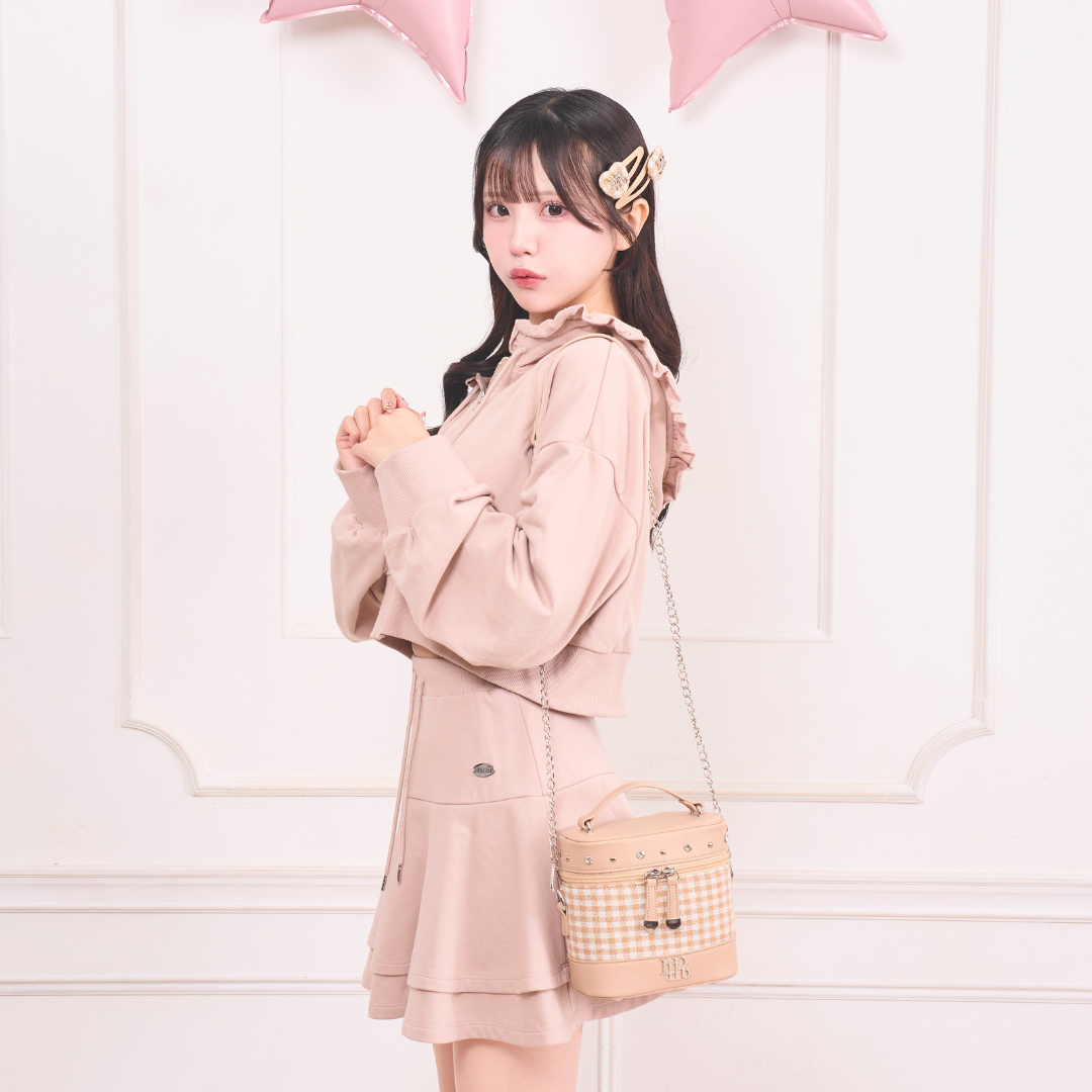 《LAFARY closet》ギンガム合皮バニティバッグ