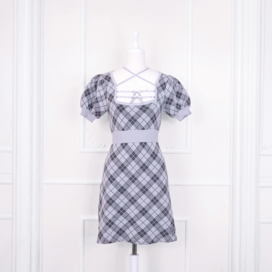《LAFARY closet》レイヤードチェックニットワンピ