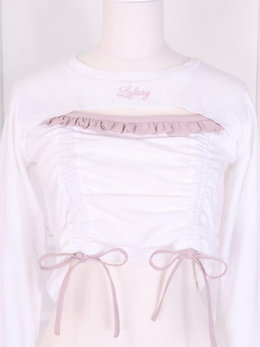 《LAFARY》ドロストリボントップス