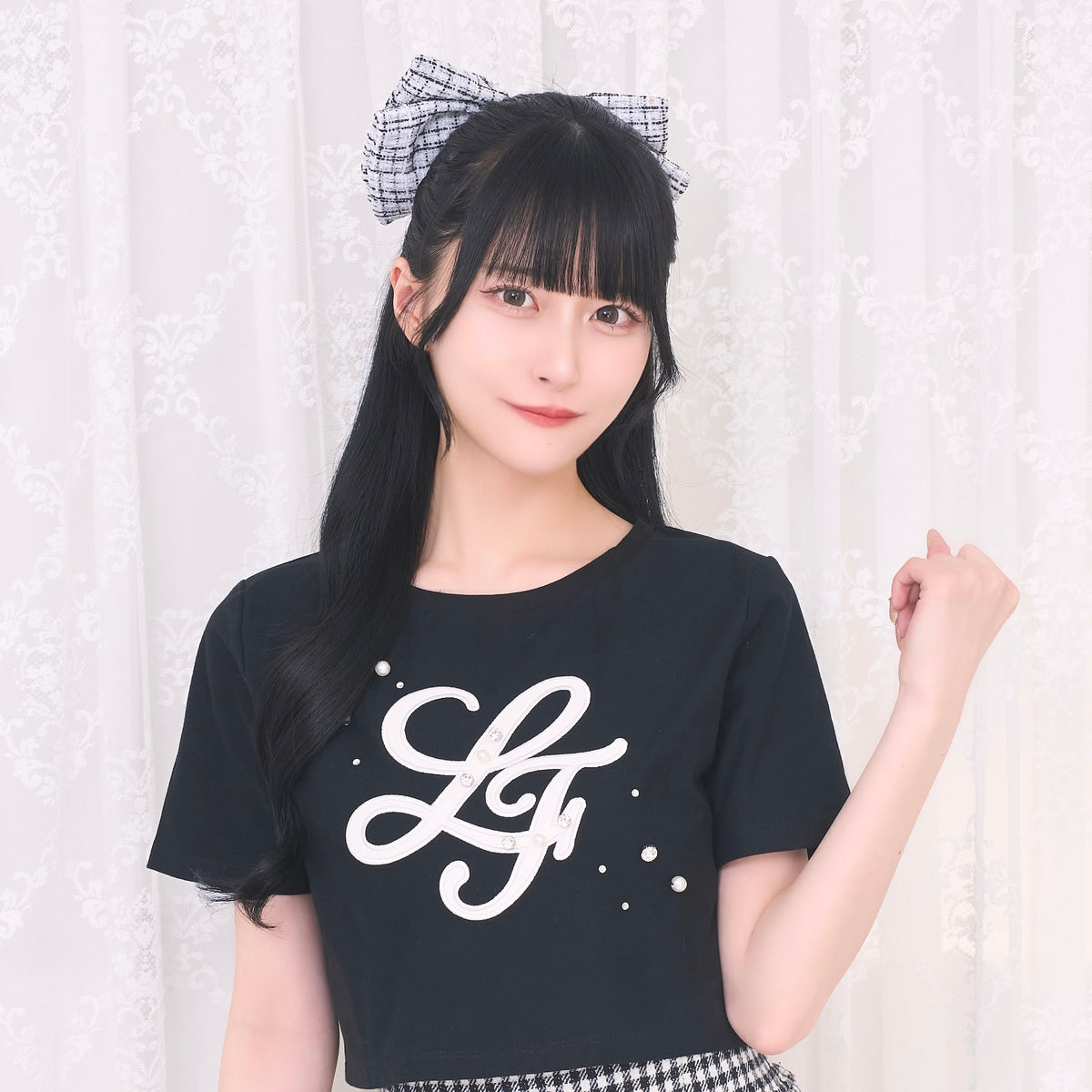 《LAFARY closet》ビジューツイードリボンバレッタ