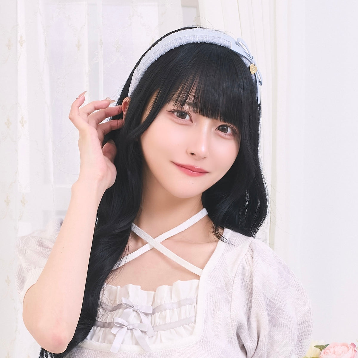 《LAFARY closet》合皮リボンツイードカチューシャ
