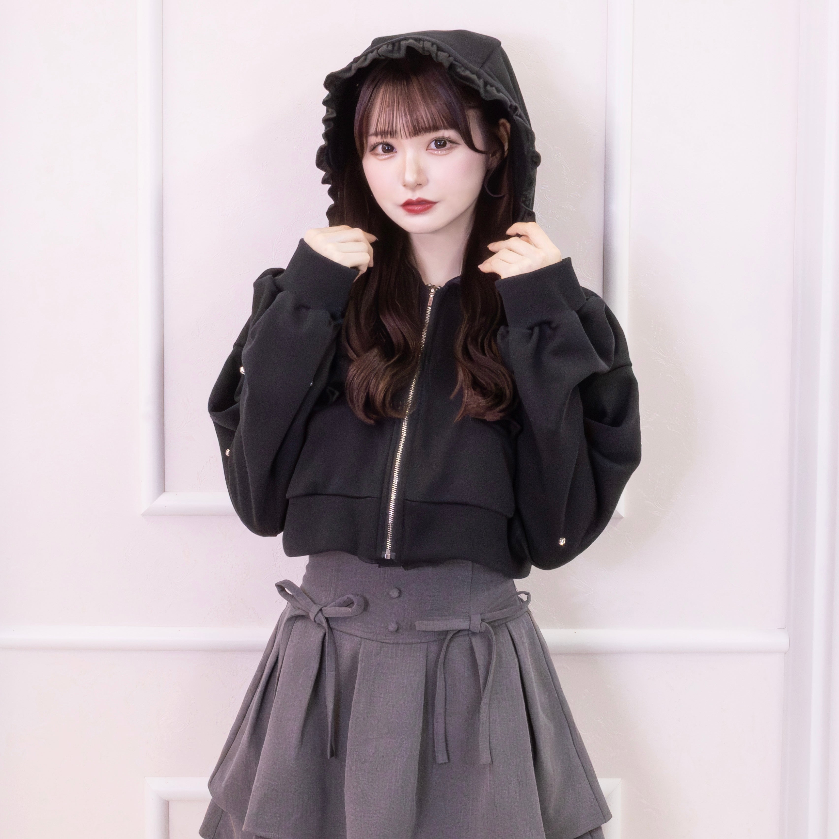 《LAFARY》ベロアフリルパーカー