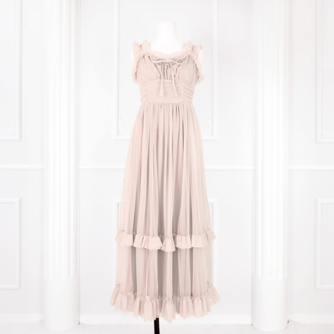 《LAFARY closet》チュールフリルロングワンピース