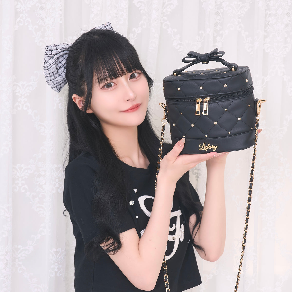 《LAFARY closet》ビジューツイードリボンバレッタ