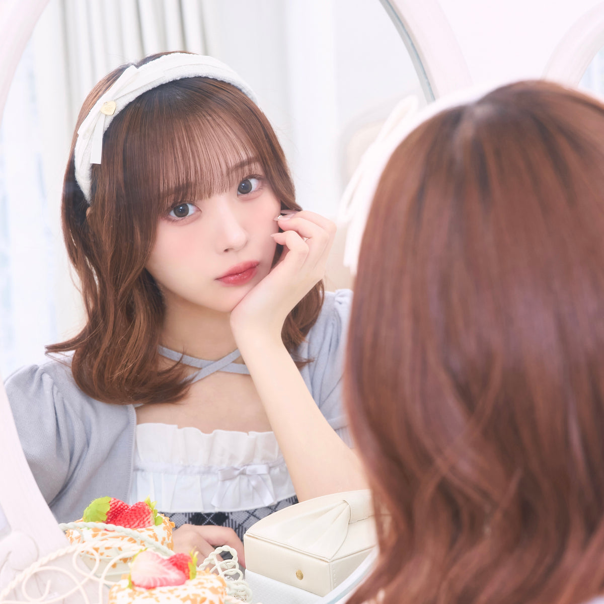 《LAFARY closet》合皮リボンツイードカチューシャ
