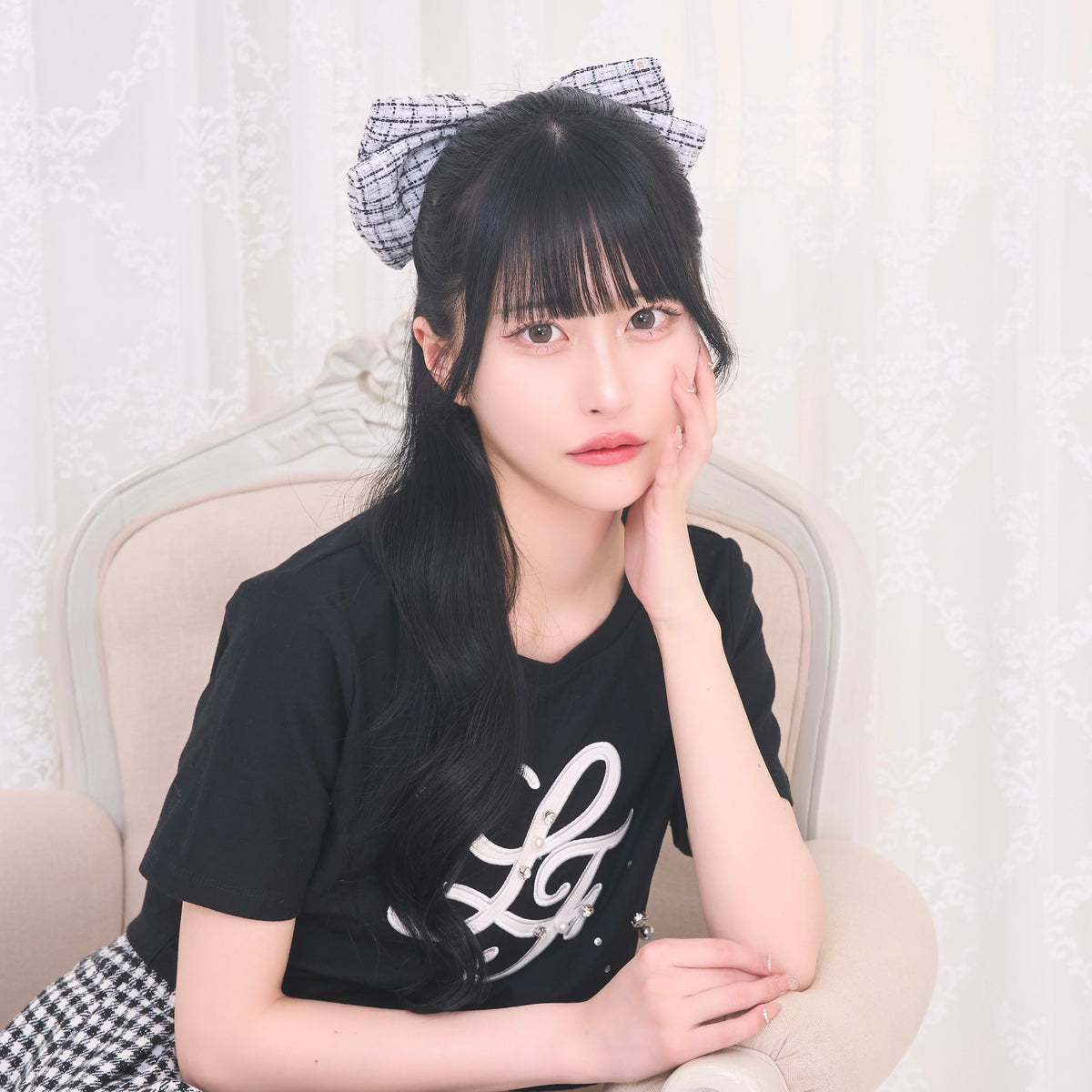 《LAFARY closet》ビジューツイードリボンバレッタ