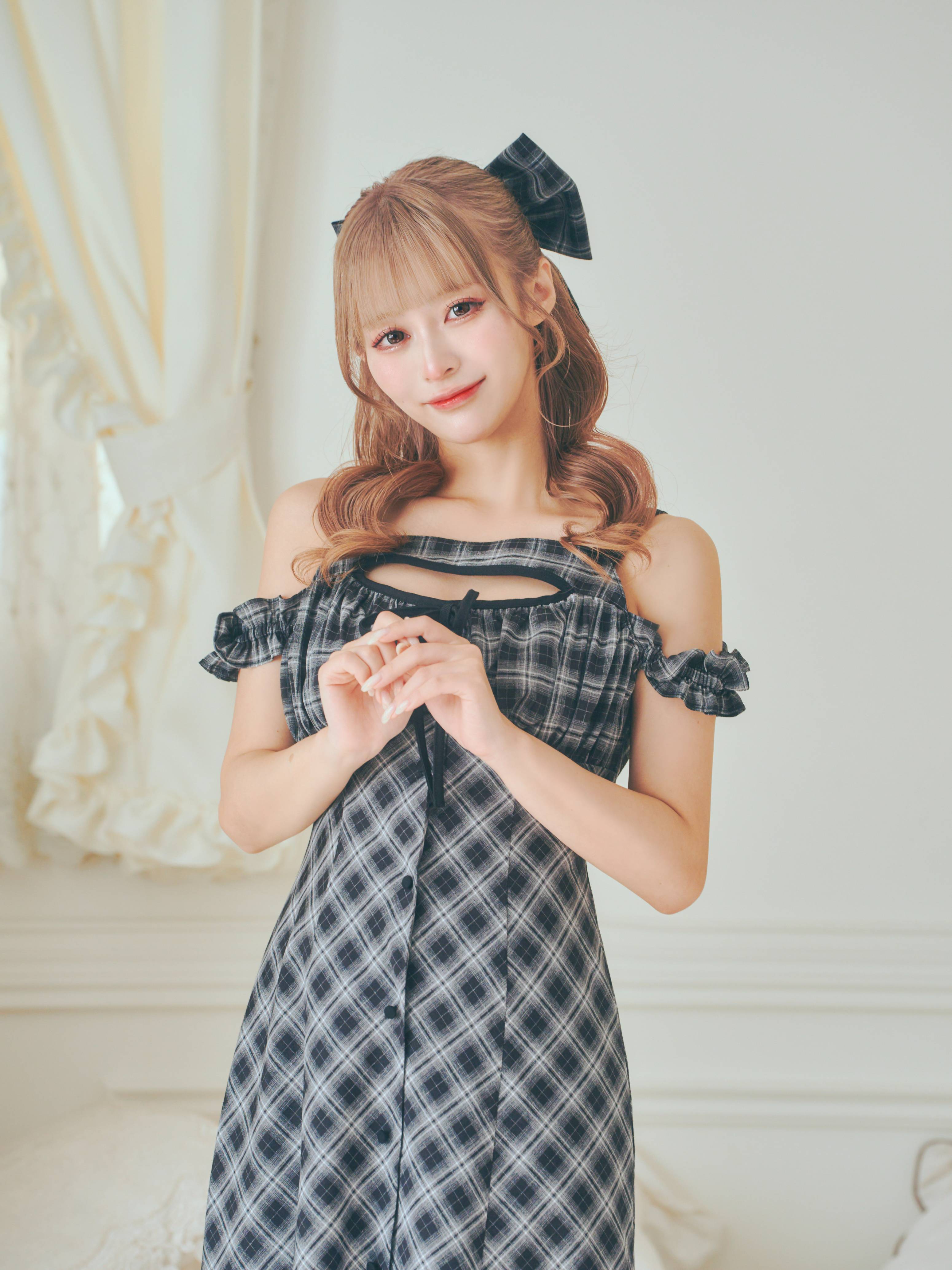 《LAFARY》チェックキャミロングワンピース