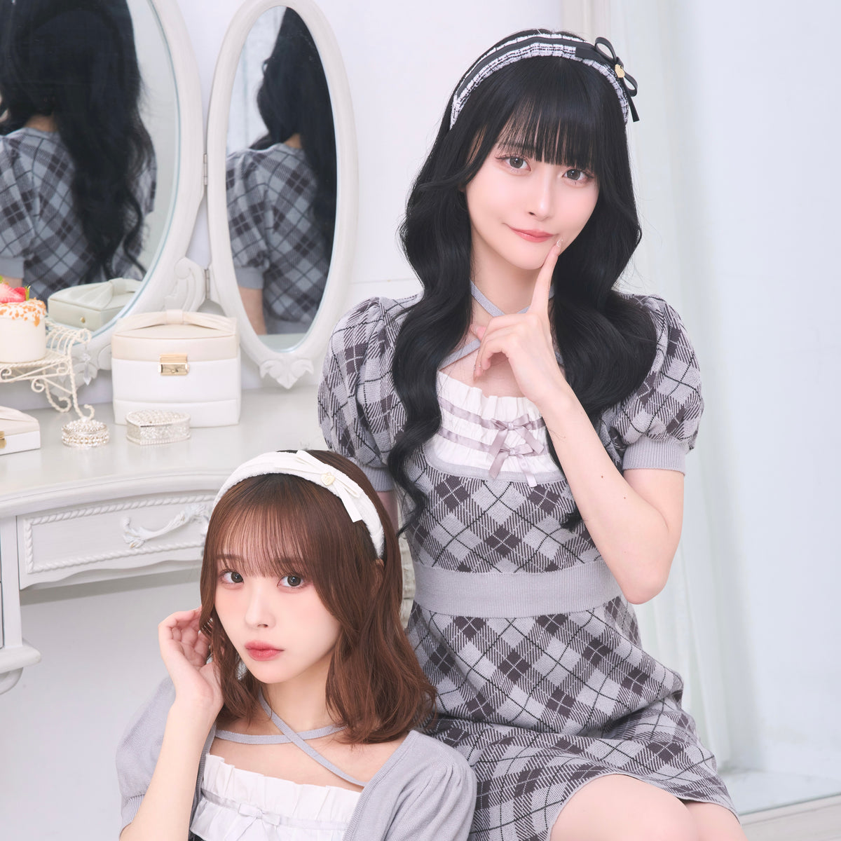 《LAFARY closet》合皮リボンツイードカチューシャ