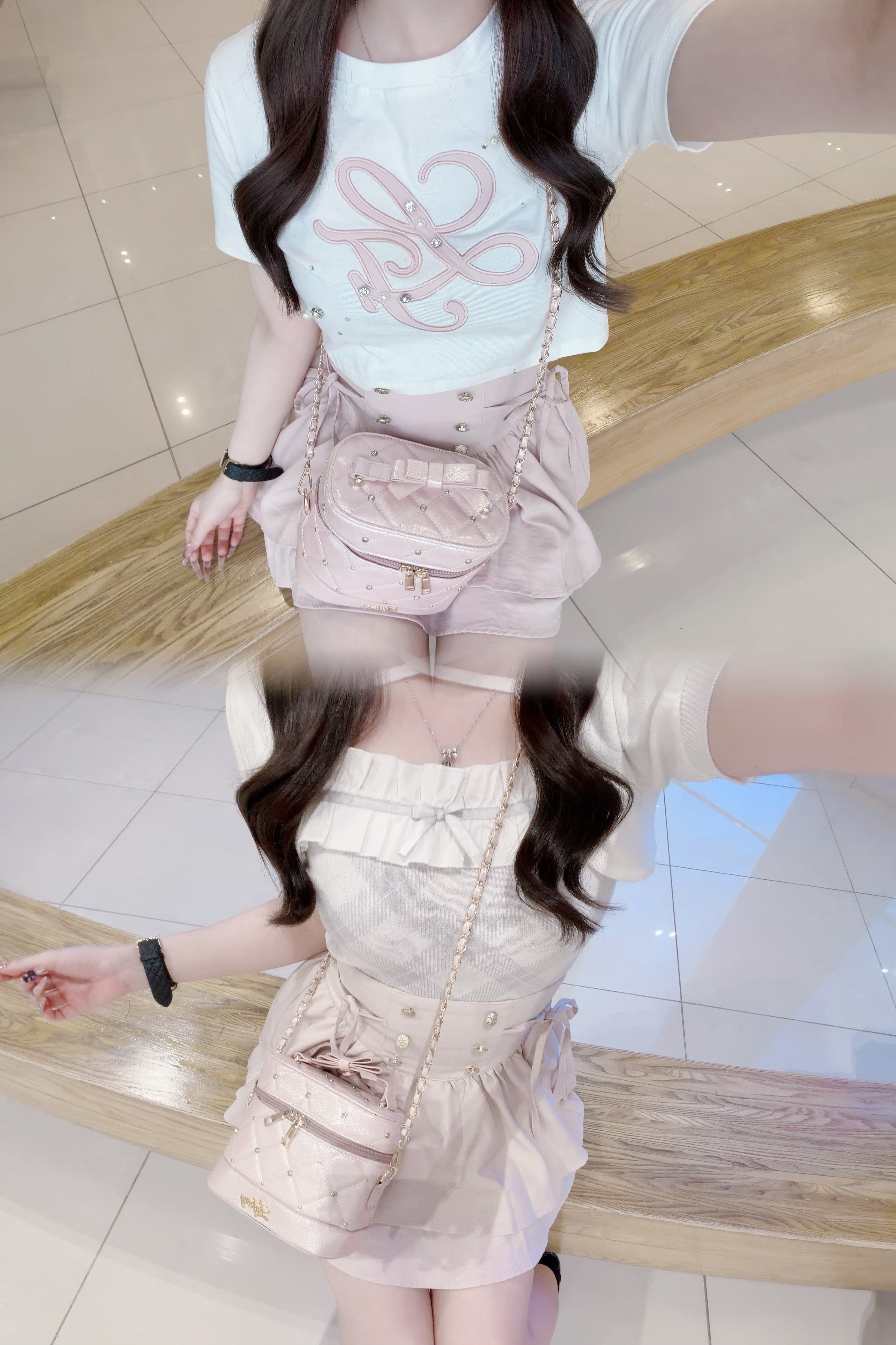 《LAFARY closet》チェックアンサンブルニットトップス