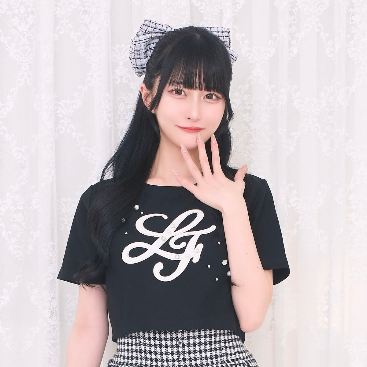 《LAFARY closet》ビジューツイードリボンバレッタ
