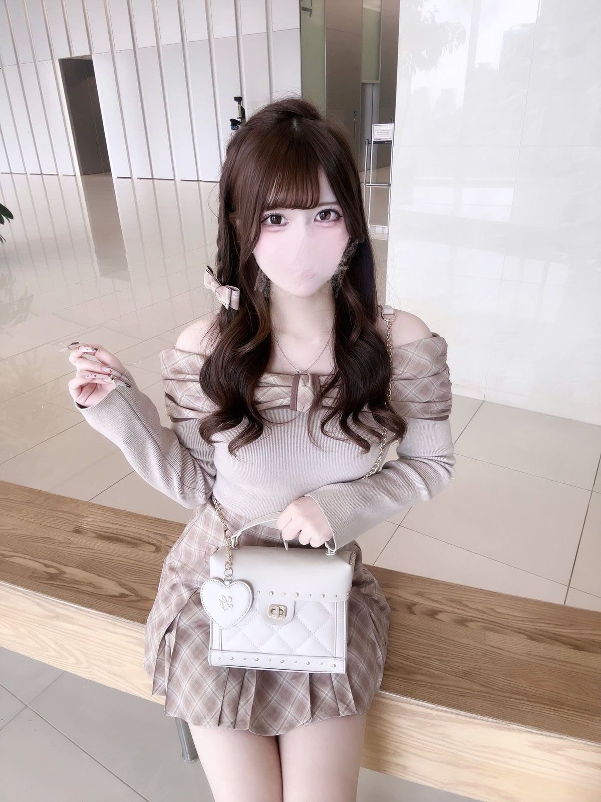 《LAFARY》フラップチェックプリーツスカート