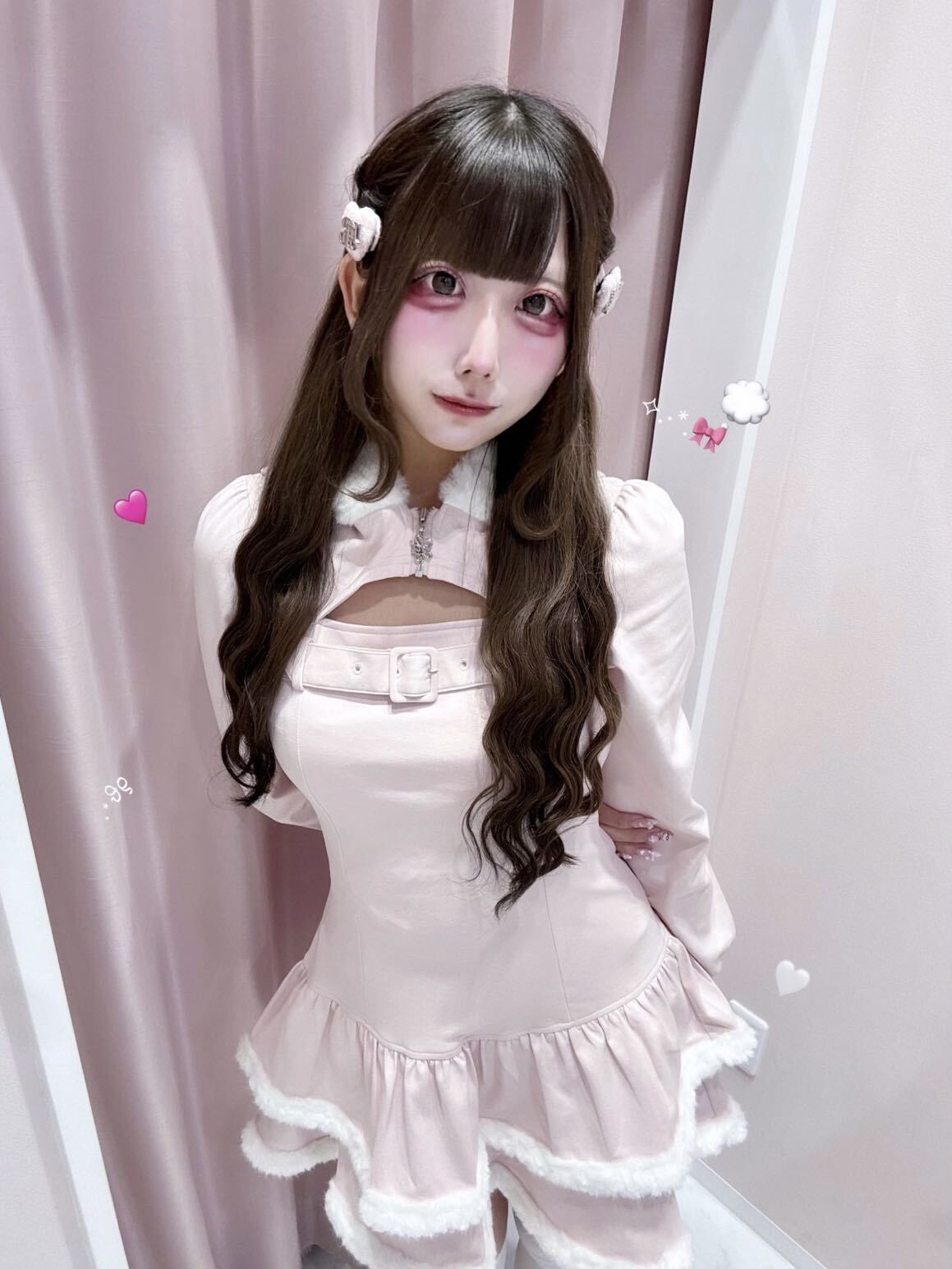 《LAFARY closet》ボアティアードパーカーワンピ