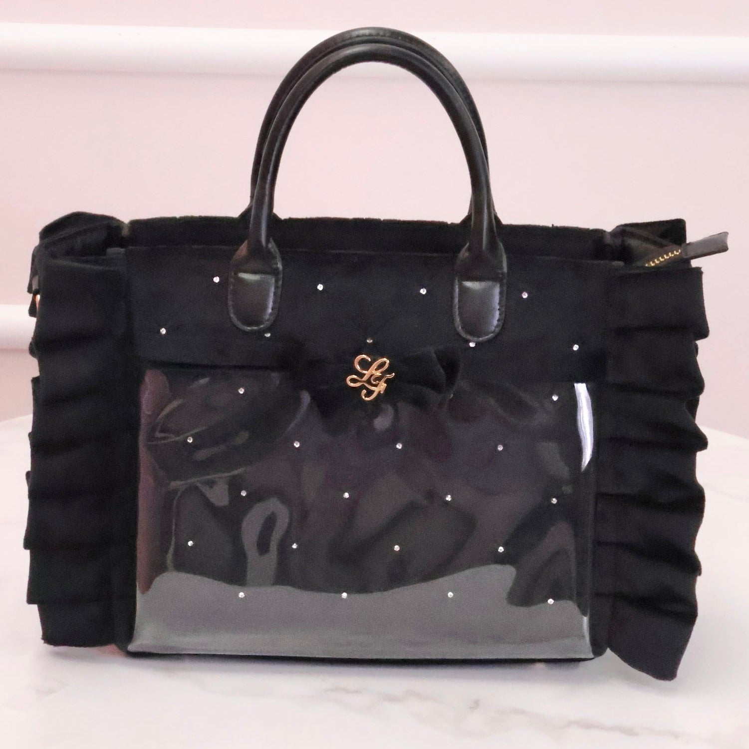 《LAFARY》ベルベットフリルバッグ