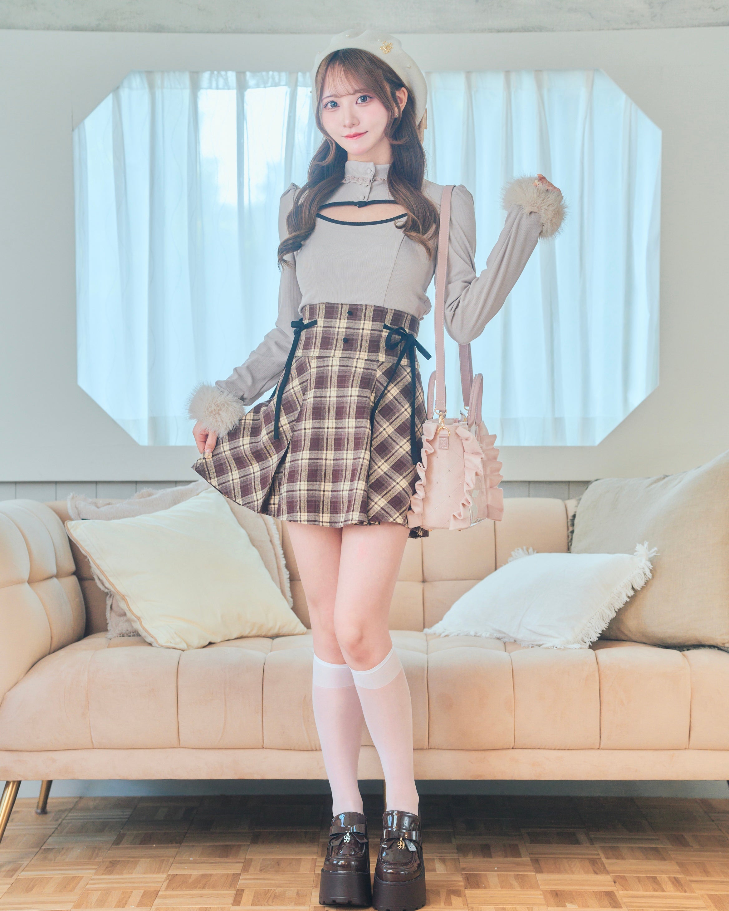 《LAFARY》ボックスプリーツスカート