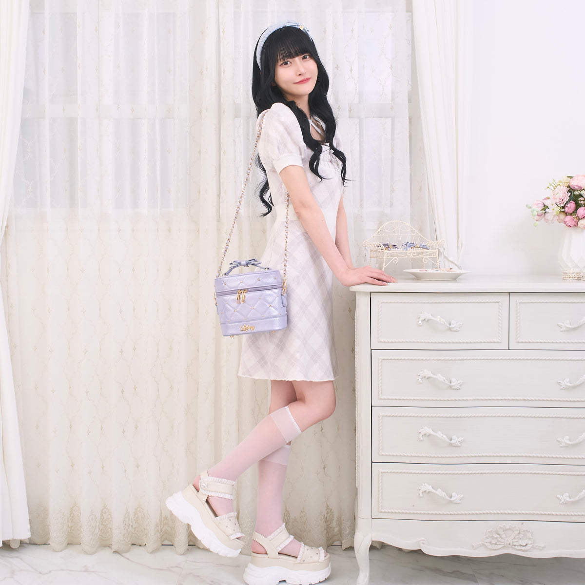 《LAFARY closet》ビジューキルティングバニティバッグ