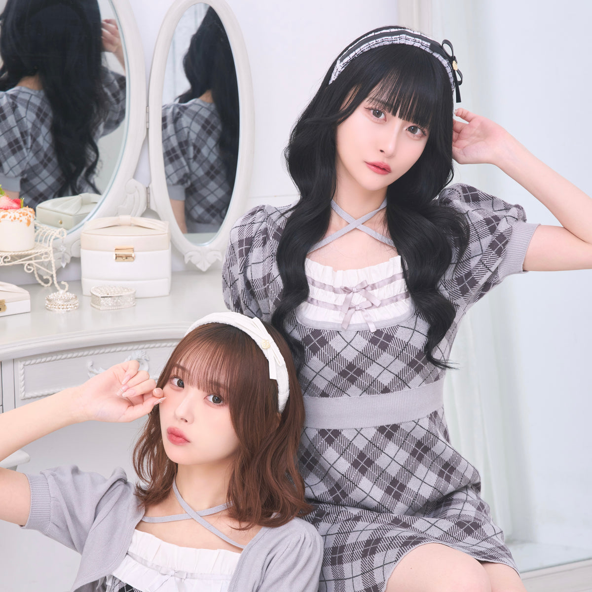 《LAFARY closet》合皮リボンツイードカチューシャ