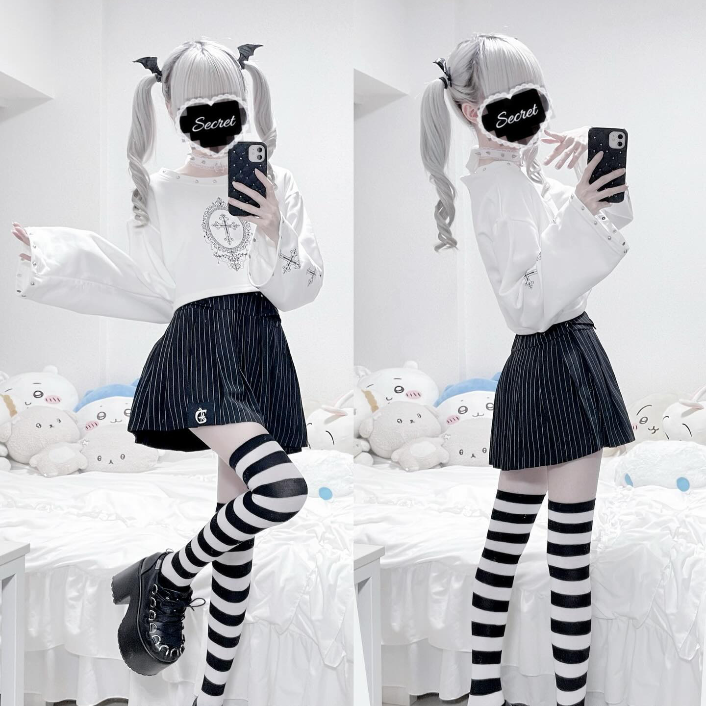 《mine》クロスミニ丈トレーナー