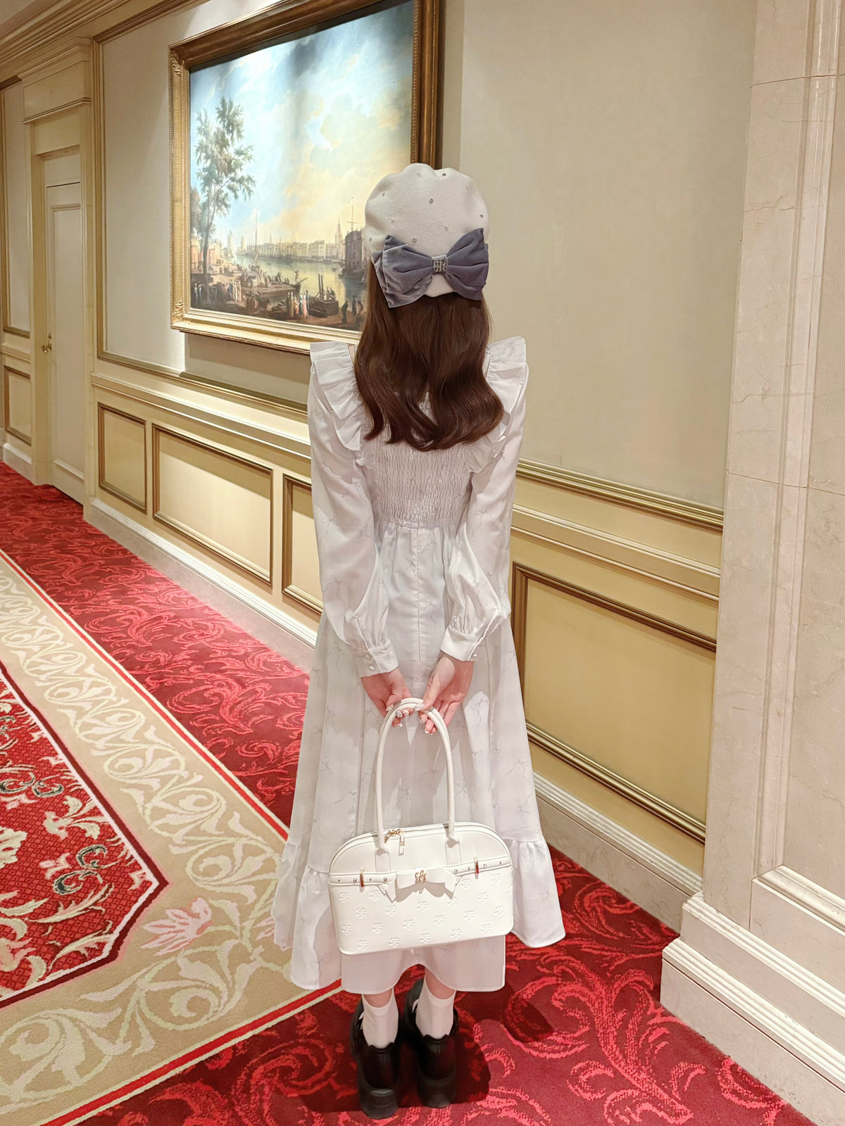 《LAFARY closet》チェックリボンロングワンピ